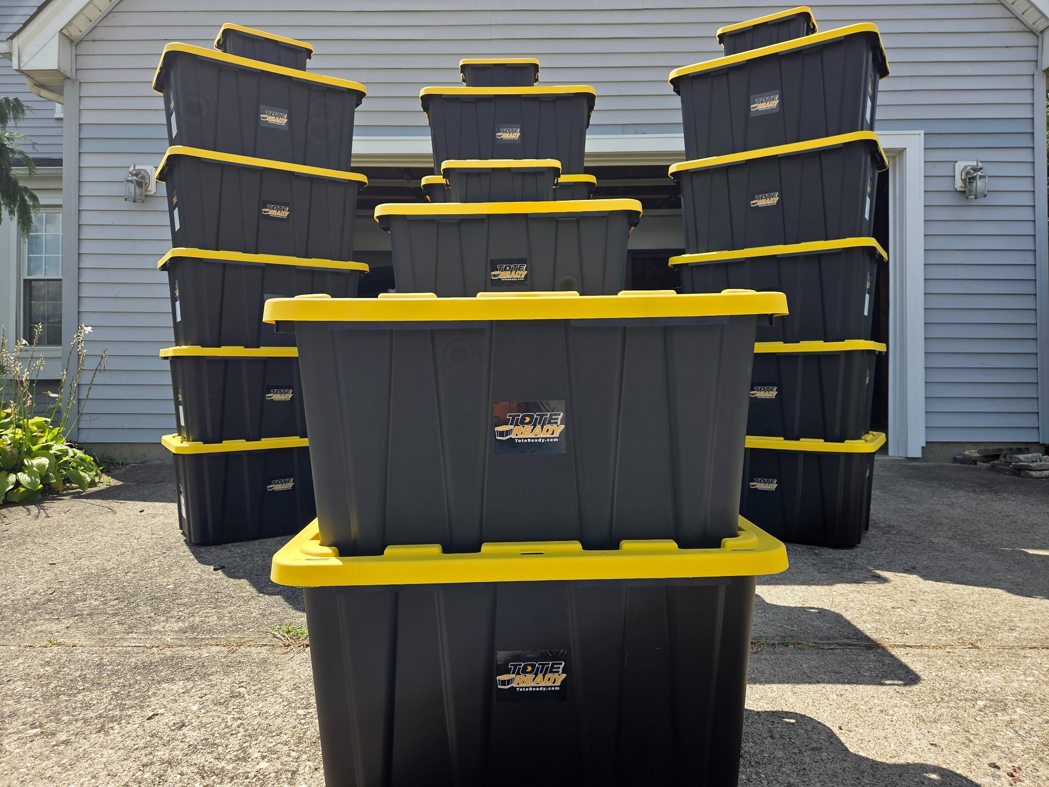 Tote Ready reusable moving totes stacked and ready for a move